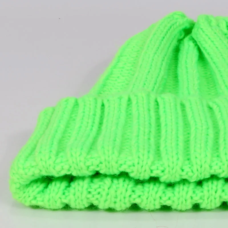 Women Autumn Winter Beanie Cap Female Acrylic Wool Hats With Real Fur Pompon Knit Windproof Outdoor Warm Fluorescent Beanie Hat