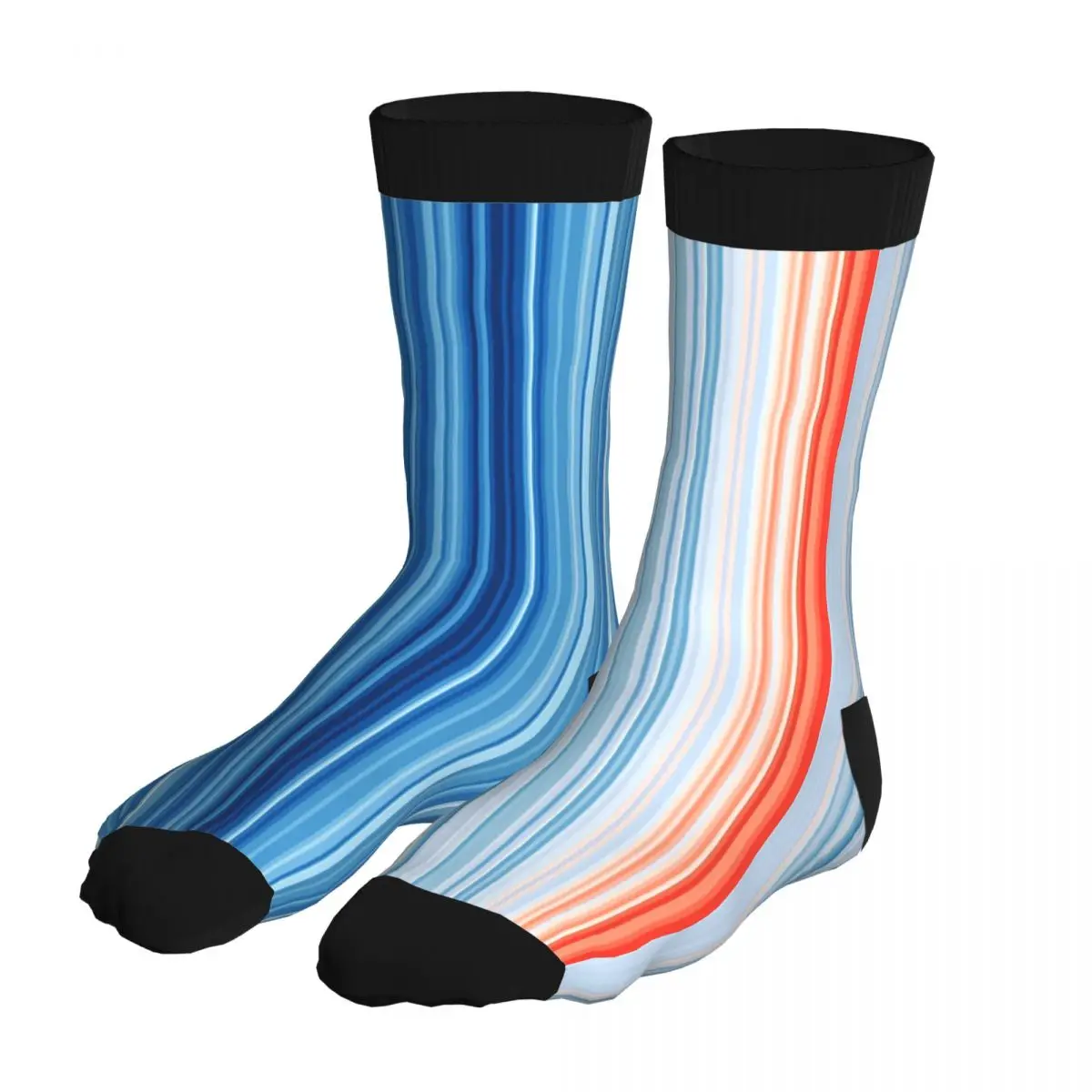 

Global Warming Stripes Climate Change Socks Men's 90% Polyester Novelty Middle Tube Socks Winter Colorful Christmas Printed