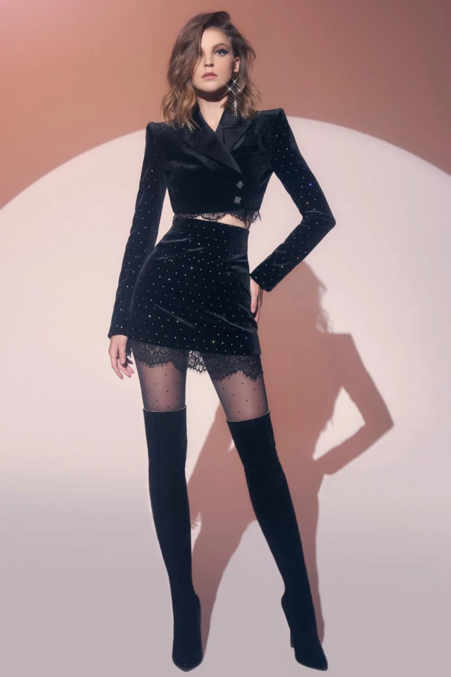 

2020 Новая модная женская обувь, черный, с v-образным вырезом, длинные рукава комплект из двух предметов комплект Сетчатое облегающее Бандажно...