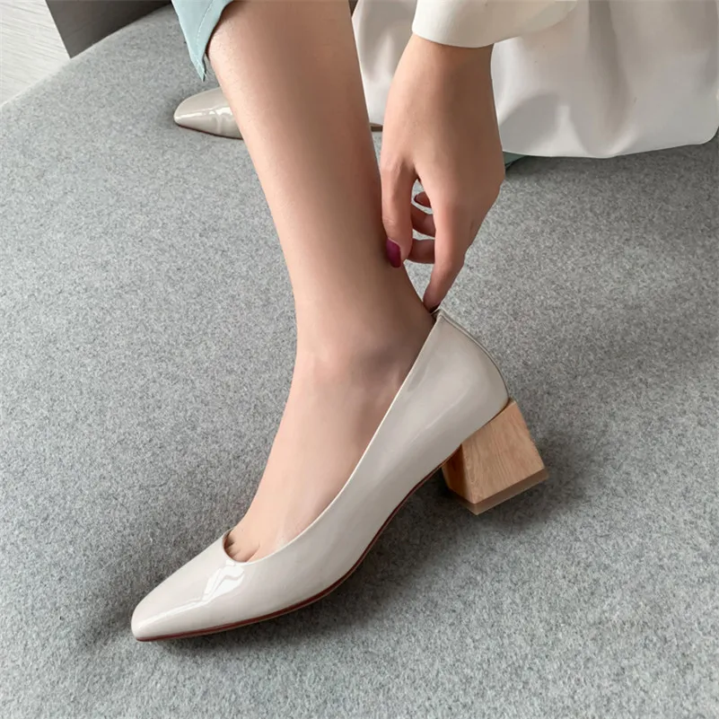 Meotina/Женская обувь на высоком каблуке из натуральной кожи толстом женские