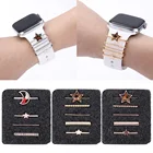 Металлическое декоративное кольцо в виде звезды и Луны, 1 комплект, ремешок для наручных часов, шармы, ремешок для часов, орнамент, силиконовый ремешок, аксессуары для iwatch, браслет