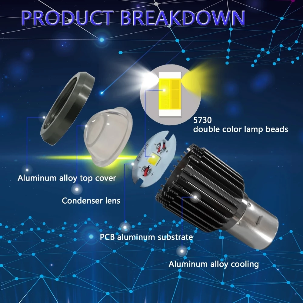 

10000Lm H4 LED Moto H6 BA20D LED Motorcycle Headlight Bulbs CSP Lens White Yellow Hi Lo Lamp Scooter Accessories Fog Lights