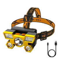 5led with built in 18650 battery usb rechargeable portable flashlight lantern headlamp outdoor camping headlight