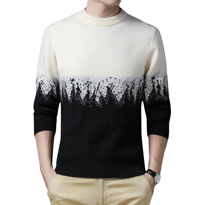 2021 новый пуловер для мужчин зимний свитер с О-образным вырезом в полоску Knittwear