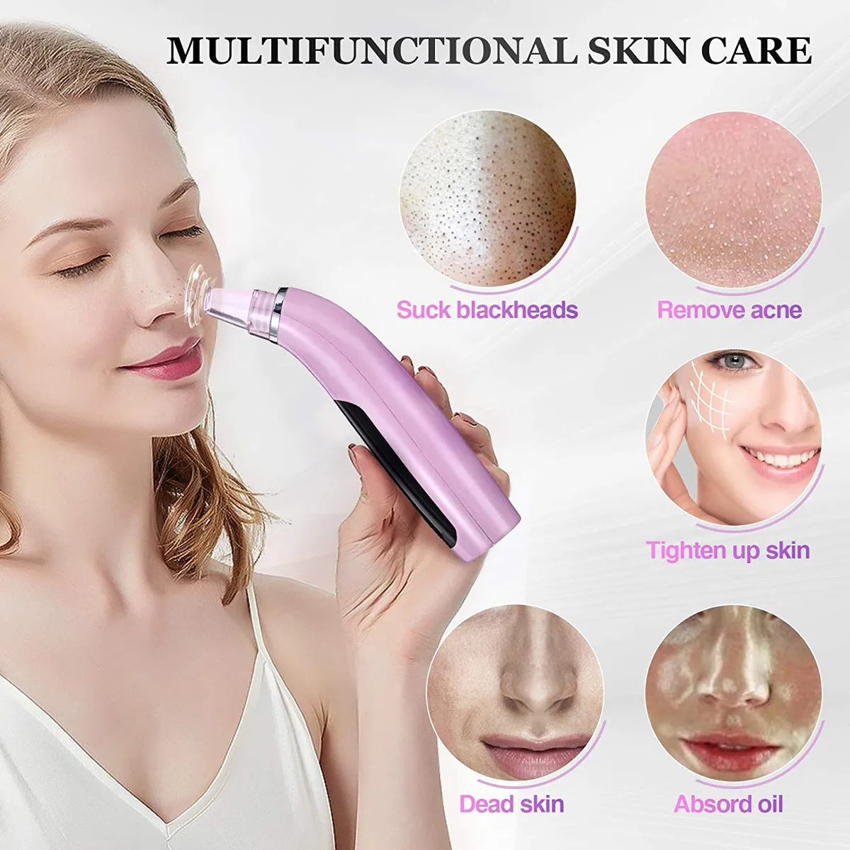 

Facial Blackhead Remover Electric Spots Pore Vacuum Suction Cleaner Black Point Vacuum Cleaner Tool Machine + 5 Suction 4 Probe