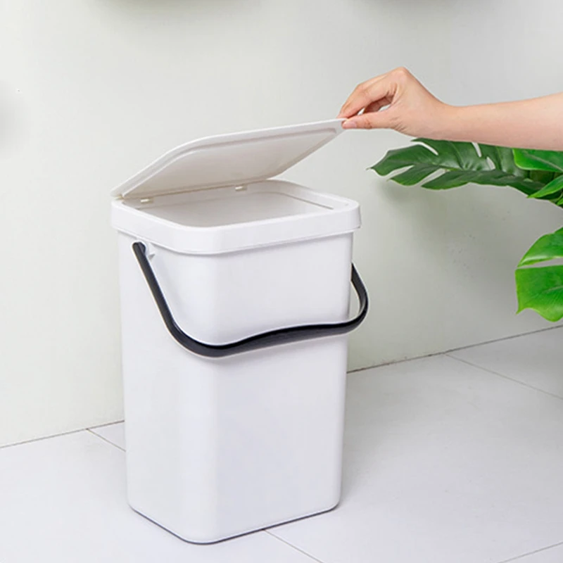 

Bathroom Wall Mounted Trash Can Kitchen Waste Bin Living Room Dustbin Toilet Trash Cans Bedroom Garbage Bucket-Black