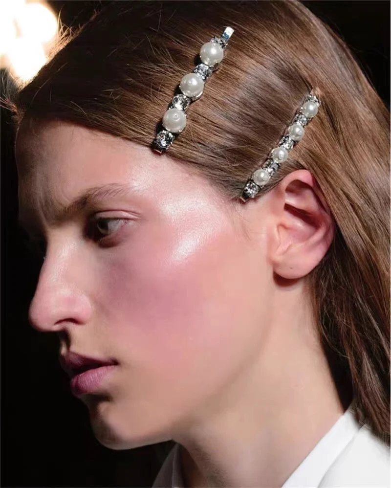 

Trendy silver inlaid pearl exquisite vintage hairpin