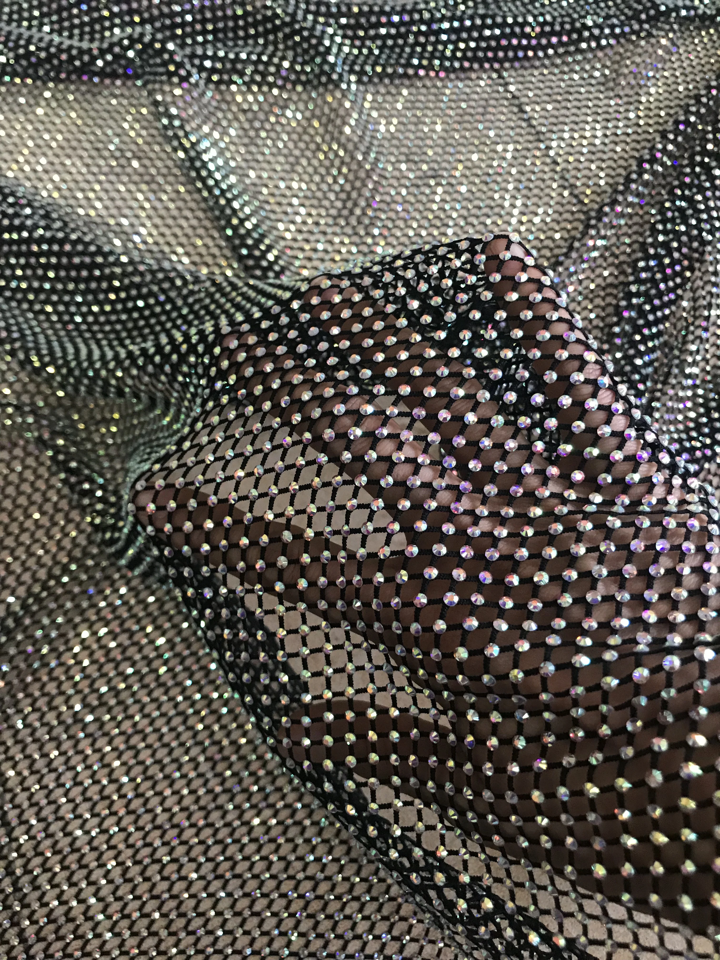 

5y L-30683 newest nigerian net lace fabric with rhinstones hot sale tulle lace for party dress