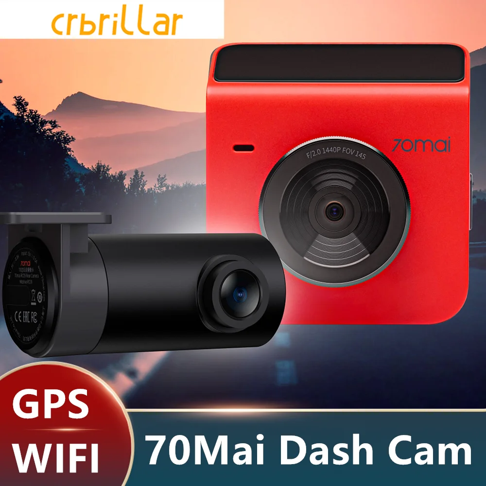 

70mai 1440P Dash Cam 2021 Car DVR Rear Cam A400 Set Built-in GPS ADAS Car Black Box HD Image 24H Parking Monitor