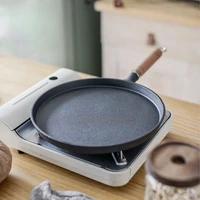 cast iron uncoated flat bottom frying pan household pancakes non stick pot hand held cakes for salty food barbecue pan