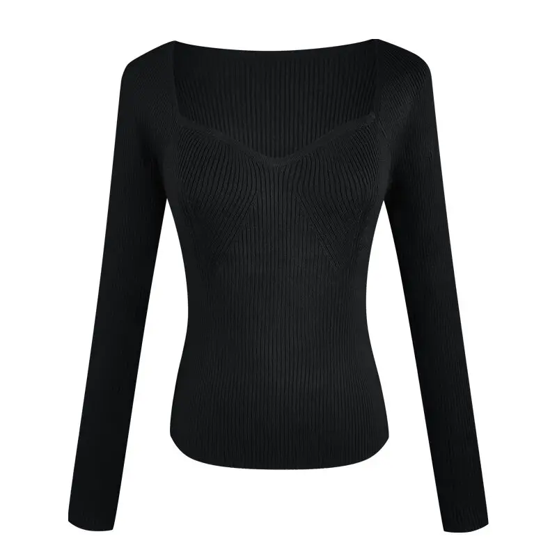 

Women Sexy Low Cut V-neck Solid Slim Bottoming Full -Sleeved T Shirt Tee Female Girls Top