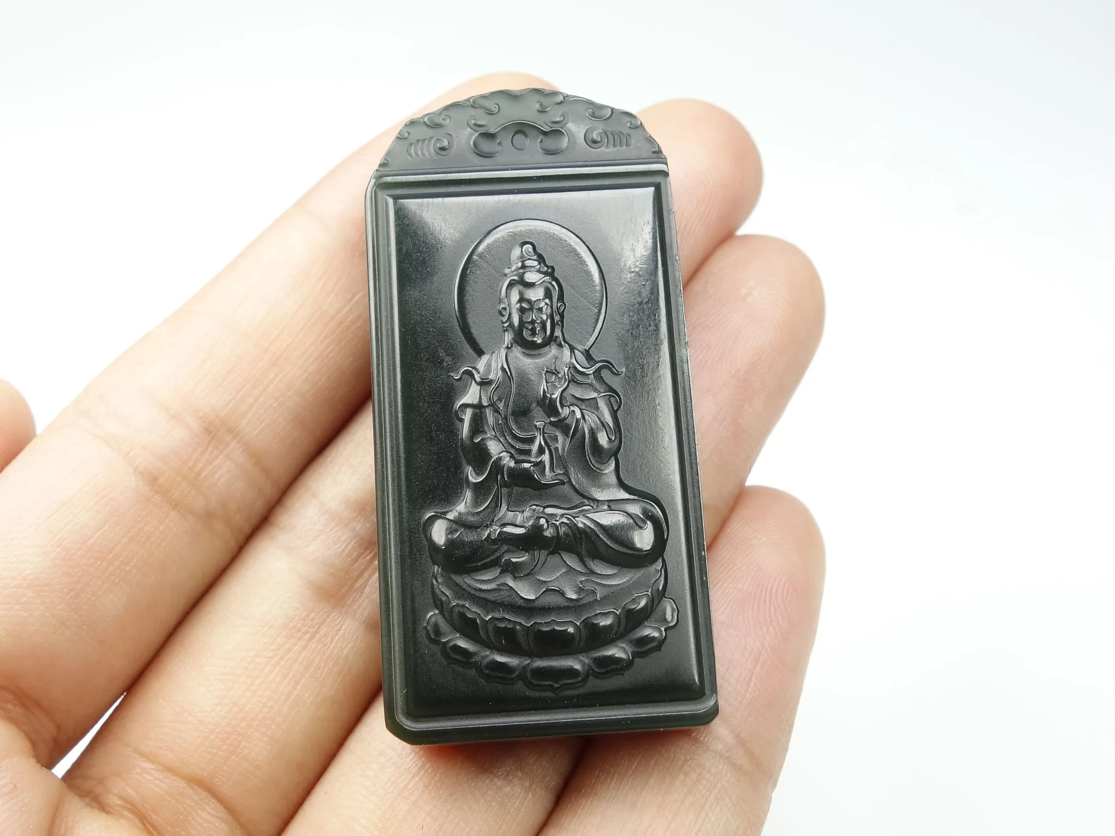 Натуральный зеленый ручной резной нефрит из области Хэтянь Майтрея камень кулон