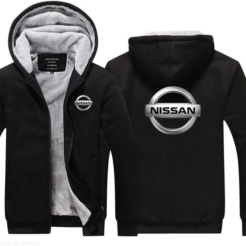 

NEW Winter Plus Size male for Nissan Sweatshirt Long Sleeve zipper Tops Thicken male coat causual Clothing With Pockets jackets