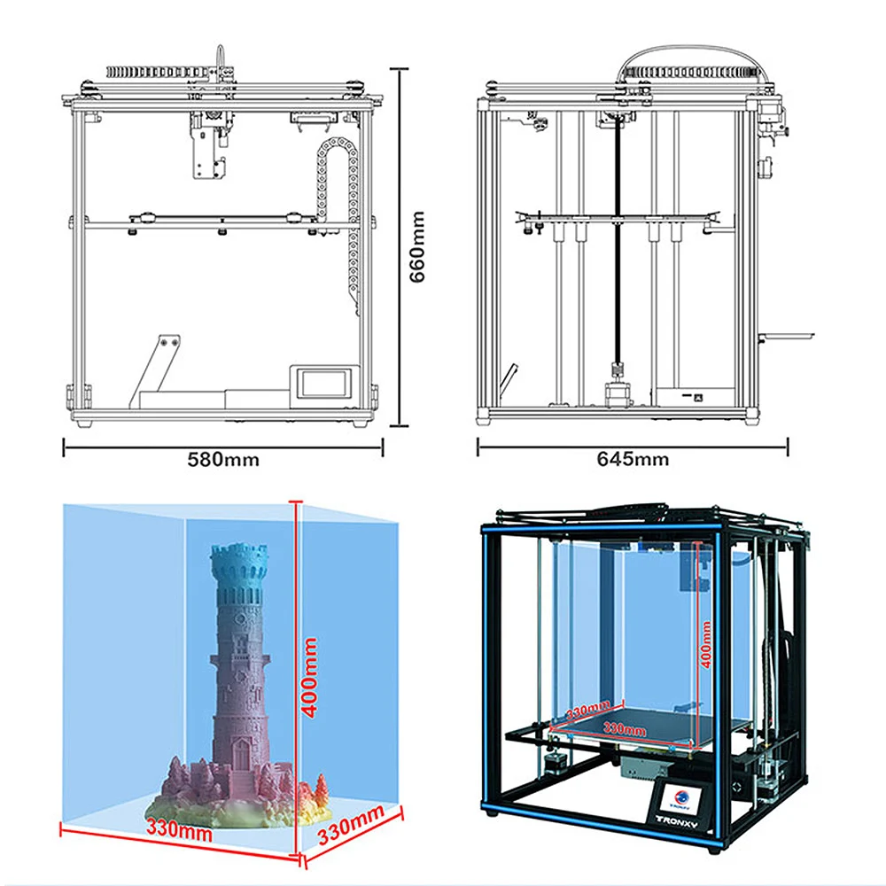 Набор для 3D принтера TRONXY X5SA PRO 330*330*400 мм поддержка филамента с автоматическим