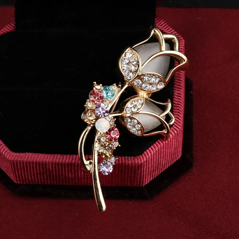 Модная брошь Элегантная Брошь в виде цветка булавка кристалл ювелирное изделие