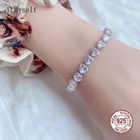 solid silver tennis bracelet with full 6mm shiny heart zircon 15 18cm length jewelry real 925 fine jewellery for wedding gift