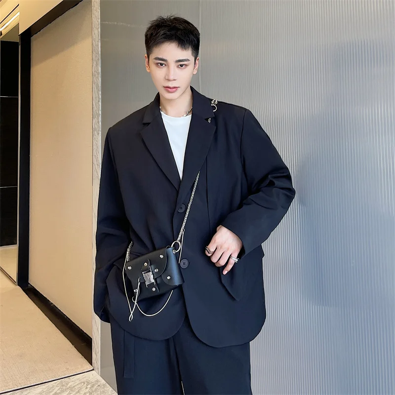 Мужской Костюмный пиджак на весну и осень классическое темно-синее