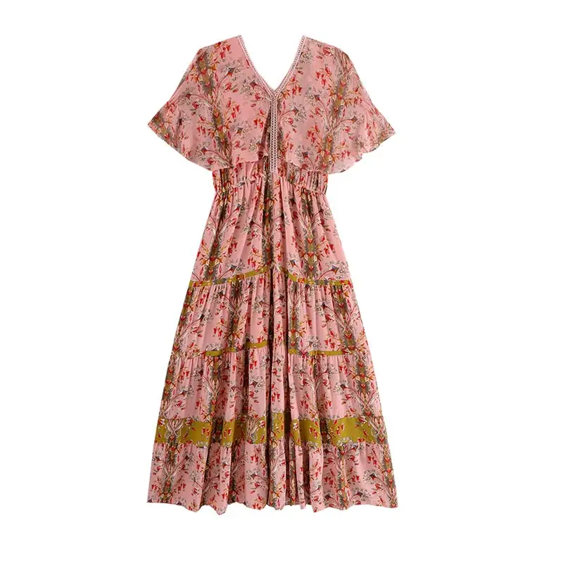 Floral 2020 Summer Silk Chiffon Boho Dress Beach Korean Dresses for Women Party Fashion Vestidos XX0099 | Женская одежда