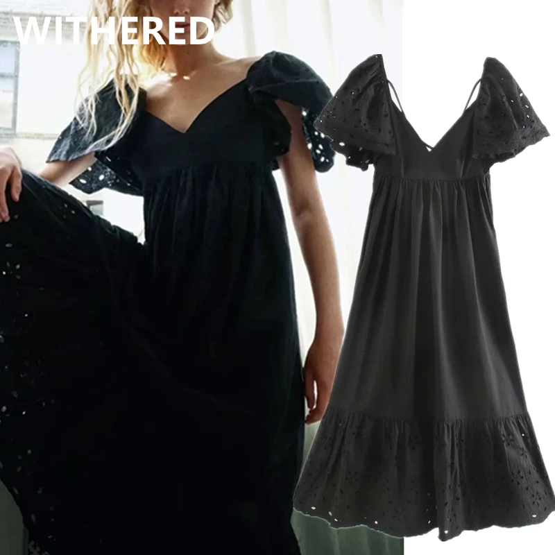 Увядшее летнее платье для женщин модное винтажное в стиле блогера с вышивкой