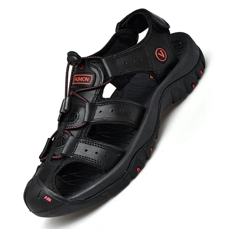 Классические мужские сандалии летние туфли лодочки из натуральной кожи Пляжные