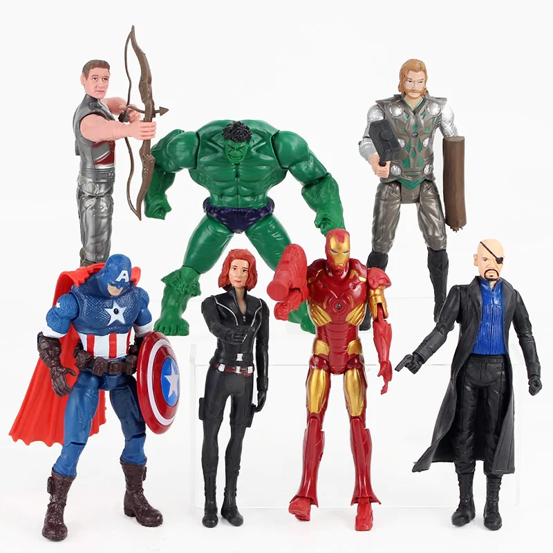 7 шт./лот Фигурки Мстителей Светодиодная лампа Железный человек Тор Халк Черная