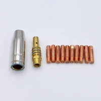 12pcs 15ak welding torch mig gas nozzle tip holder consumables m6 thread 25mm length 0 6mm 0 8mm 0 9mm 1 0mm