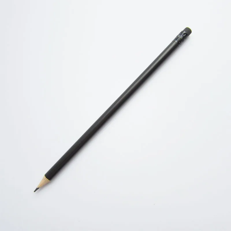 

50pcs Black HB Pencil Pure Black without Words HB Round Pen Holder Writing Pen Mianxue with Rubber Pencil Wooden