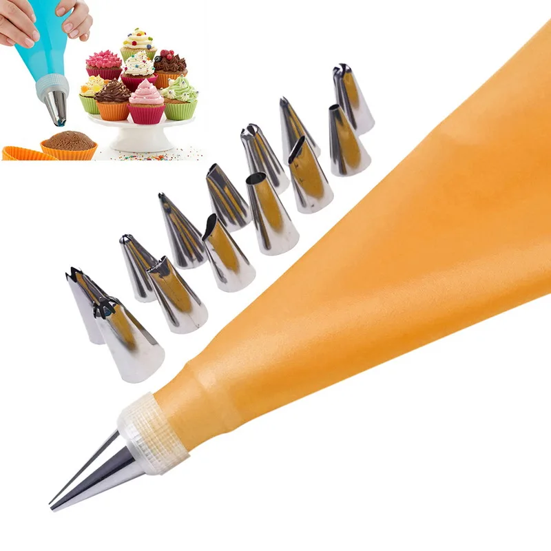16 шт./компл. насадки из нержавеющей стали для крема с кондитерским мешком