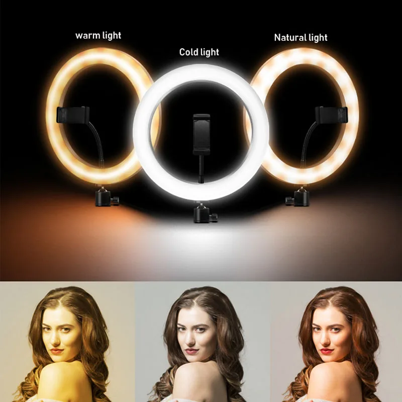 RGB multicolor LED 10inch Selfie Ring Light Dimmable Lamp Photo Video Camera Phone ringlight For Live YouTube Fill | Мобильные