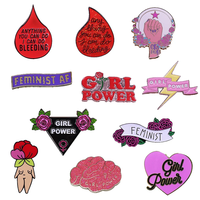 

Feminist pin brooches Collection Blood Drop Period Positive Female Empowerment GRL PWR badge Gift for Women