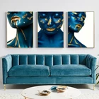 Золотисто-голубой сексуальный фотографический фон в африканском стиле с современным портретом настенные картины для гостиной