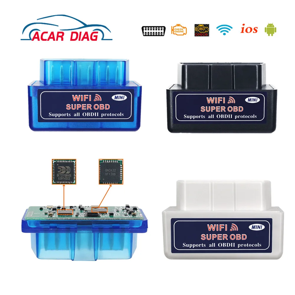 Сканер OBD Новый Супер Мини ELM 327 V1.5 WiFi OBD2 ELM327 V 1 5 Wi-Fi OBDII диагностический инструмент