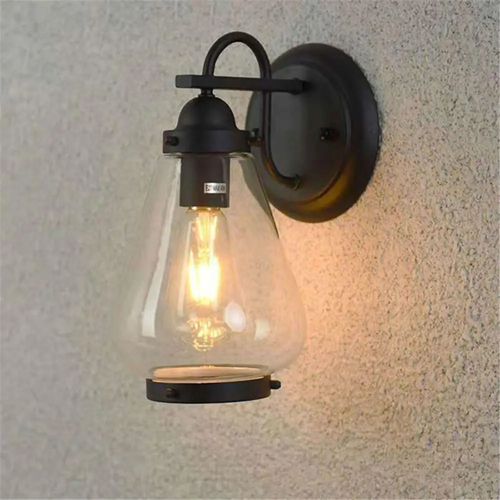 4W LED Filament Bulb included Outdoor Wall Light Exterior Lantern Sconce Outside Wall Mount Lamp Fixture for Porch, Patio, House