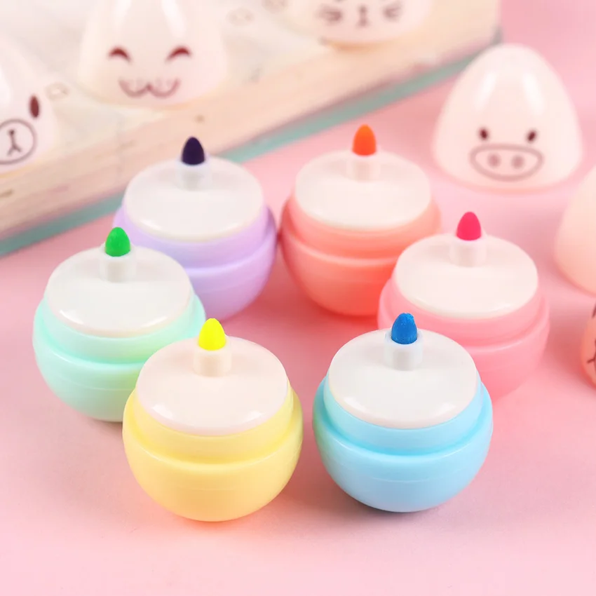 Милая Мини улыбающаяся Яичница маркер Kawaii Дети студенческий офис граффити ручка DIY маркер флуоресцентный ручка 6 шт