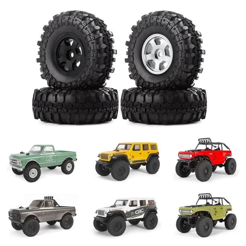 

for Axial SCX24 1/24 RC Crawler Car 4PCS 1.0 Metal Beadlock Wheel Rims Tire Tyres Set Upgrade Parts Accessories