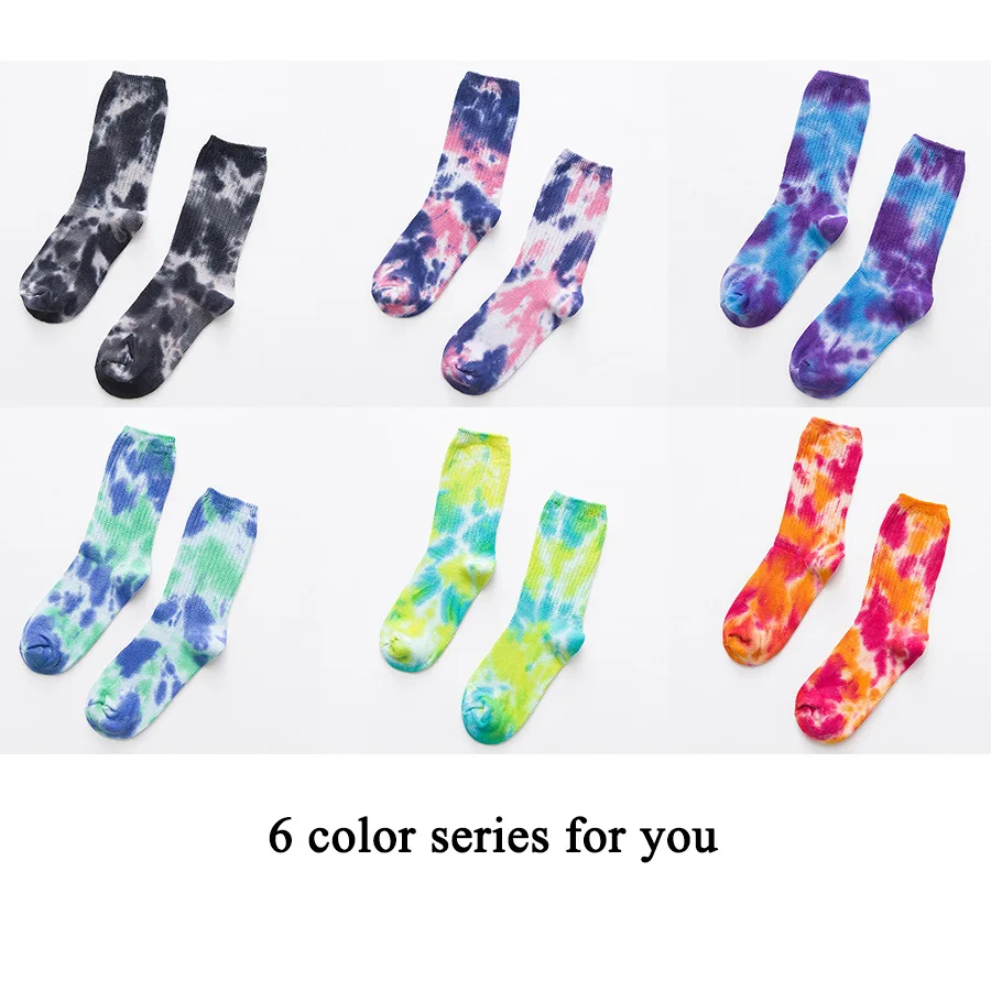 Замечательный Цвет женские носки изготовленные вручную тай-дай ремесло Фул на