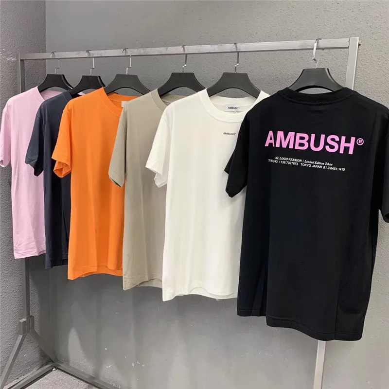 

T shirt AMBUSH pink blue Orange brown Black white Men Women 1:1 high Quality Summer Style AMBUSH Top tees