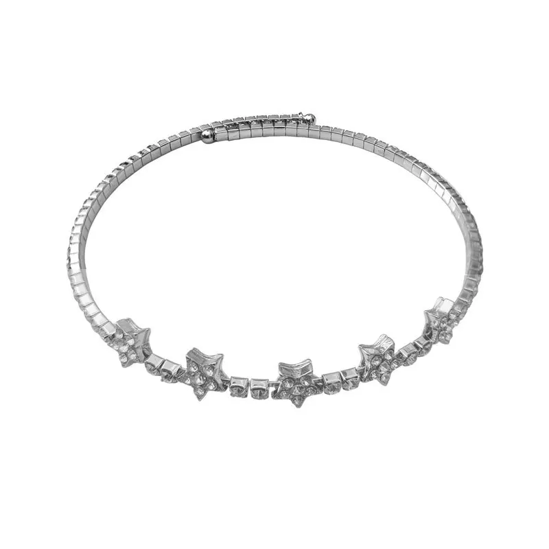 

Full Rhinestone Shining Star Female Term Circle Fashion Chokers Necklace Five-pointed Star Boutique Crystal Choker collar