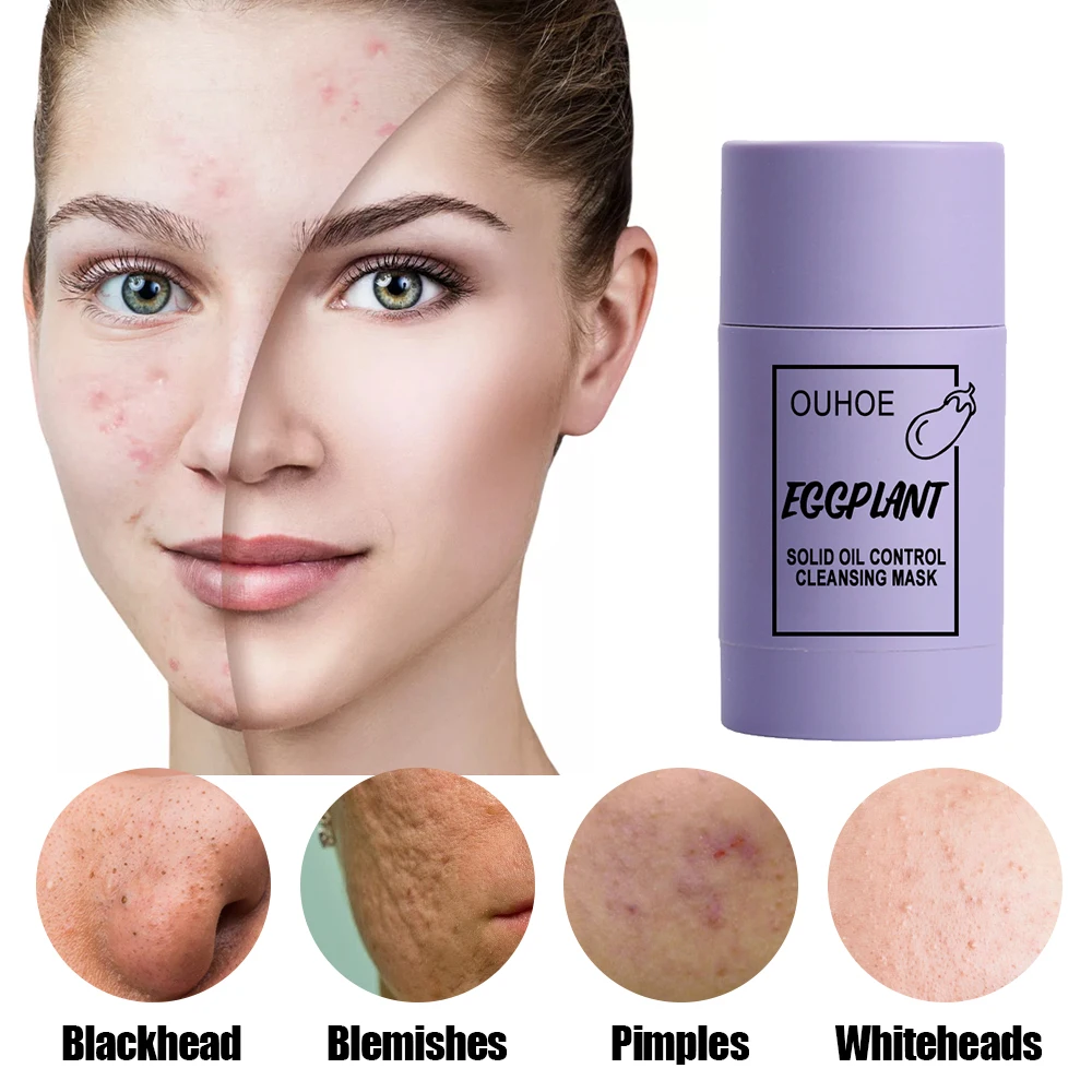 

Green Tea Deep Cleansing Mud Mask Oil Control Anti-Acne Eggplant Solid Masks Purifying Clay Stick Mask Moisturizing Skin Care