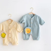milancel 2021 autumn new baby clothes cartoon smile toddler rompers boys jumpsuits infant girls outfit with bag