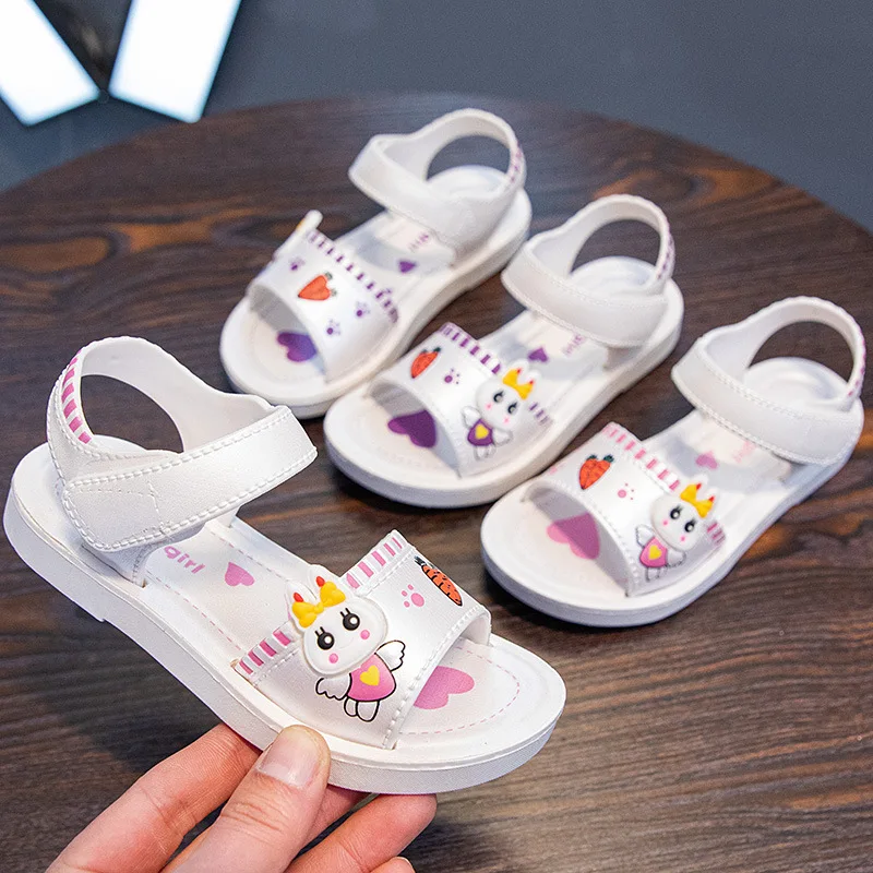 

2021 New Summer Girls Children Sandals Little Girl Baby Fashion Princess Soft Bottom Beach Shoes For 1-10 Years Old Children