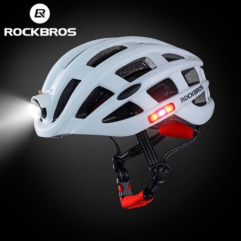 ROCKBROS Bike Headlamp Night Cycling Helmet With Glowing Headlight Warning Light MTB Bicycle Rechargeable Sport SafetyCap |