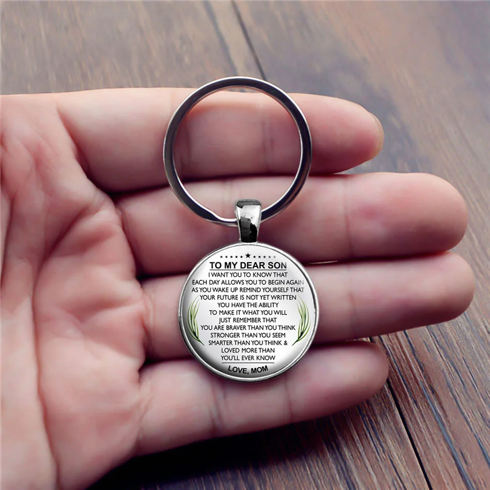 To My Dear Son Daughter Love Dad Mom Wife In Law Cabochon Glass Keyring Key Chain Inspirational Family Jewelry | Украшения и