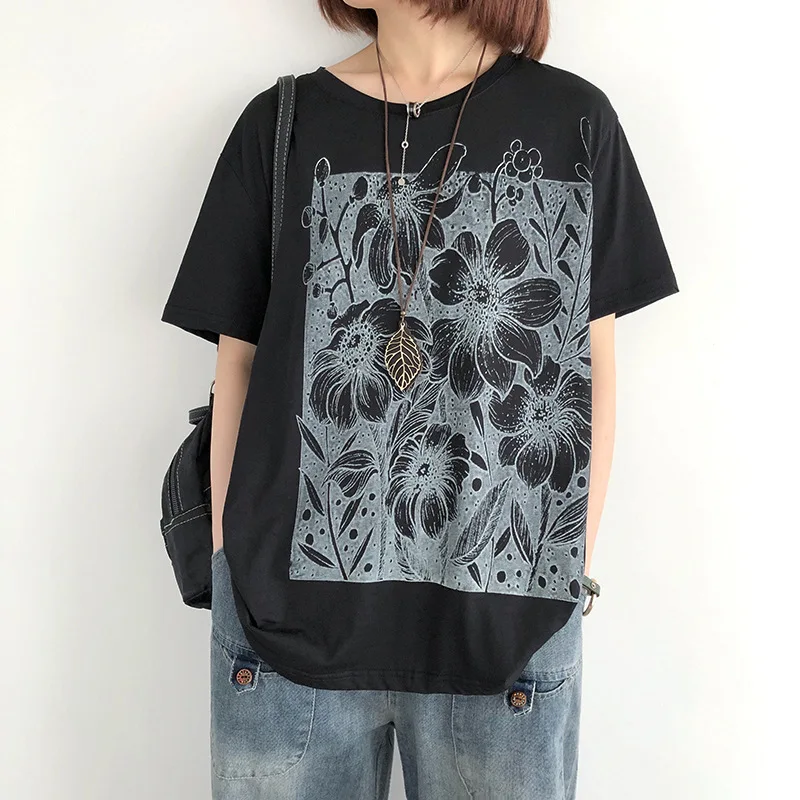 Женские летние футболки с цветочным принтом тонкие повседневные 91-99% хлопка