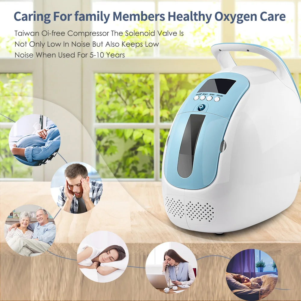 

Portable 1L-5L Oxygen Concentrator with Atomization Low Noise High Purity Oxygen Machine Flow Adjustable 90%±3%
