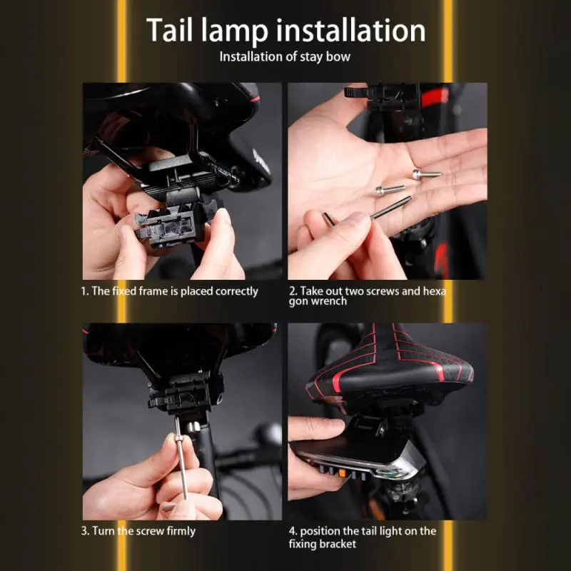 

2021 Light-induced Taillights For Bikes 3 Controller Wireless Remote Control Taillight 2000mah IPX6 Intelligent Steering Light