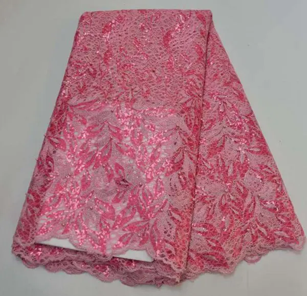 

High Quality African Lace Fabric Organza Lace With Sequins Latest Embroidered Cord Lace for Women Party Wedding Dress YW6324