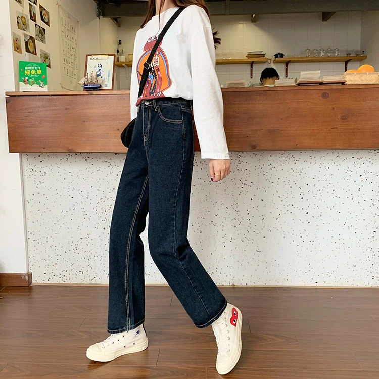 Винтажные джинсы для женщин джинсовые прямые свободные широкие женские с