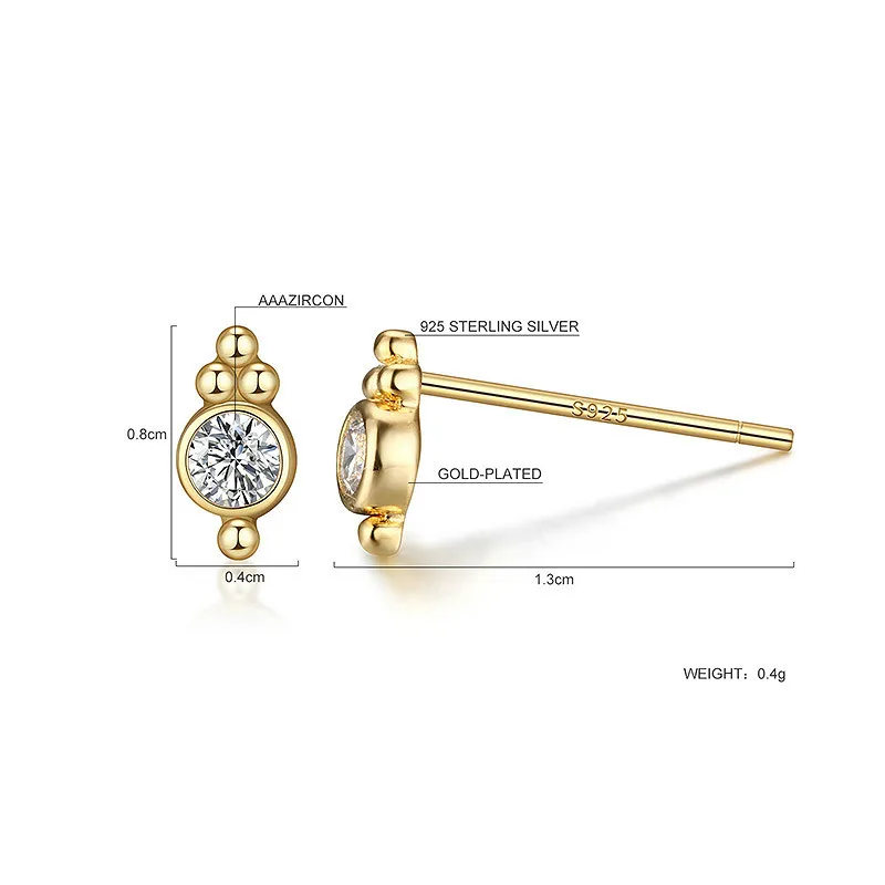 

Geometric 14k Gold Cubic Zirconia Earings Fashion Jewelry Fine 100% 925 Sterling Silver Stud Earrings For Women Luxury Flyleaf
