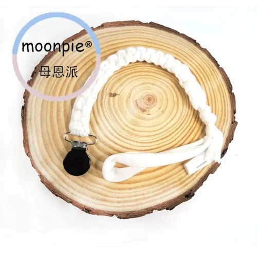 Moonpie новая хлопковая ткань ручной вязки пустышки цепи черный серый тканевая цепочка крючком детские соски цепи - Цвет: white metal clip